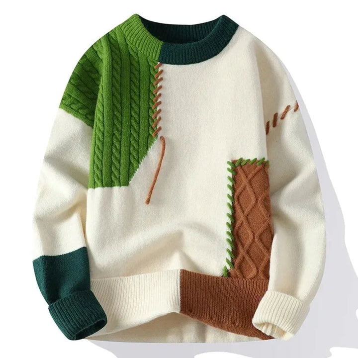 Astra Patchwork Crewneck Sweater