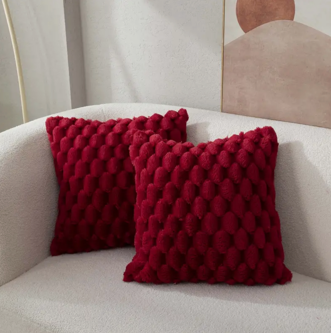 Textured Fluffy Throw Pillow Cushion