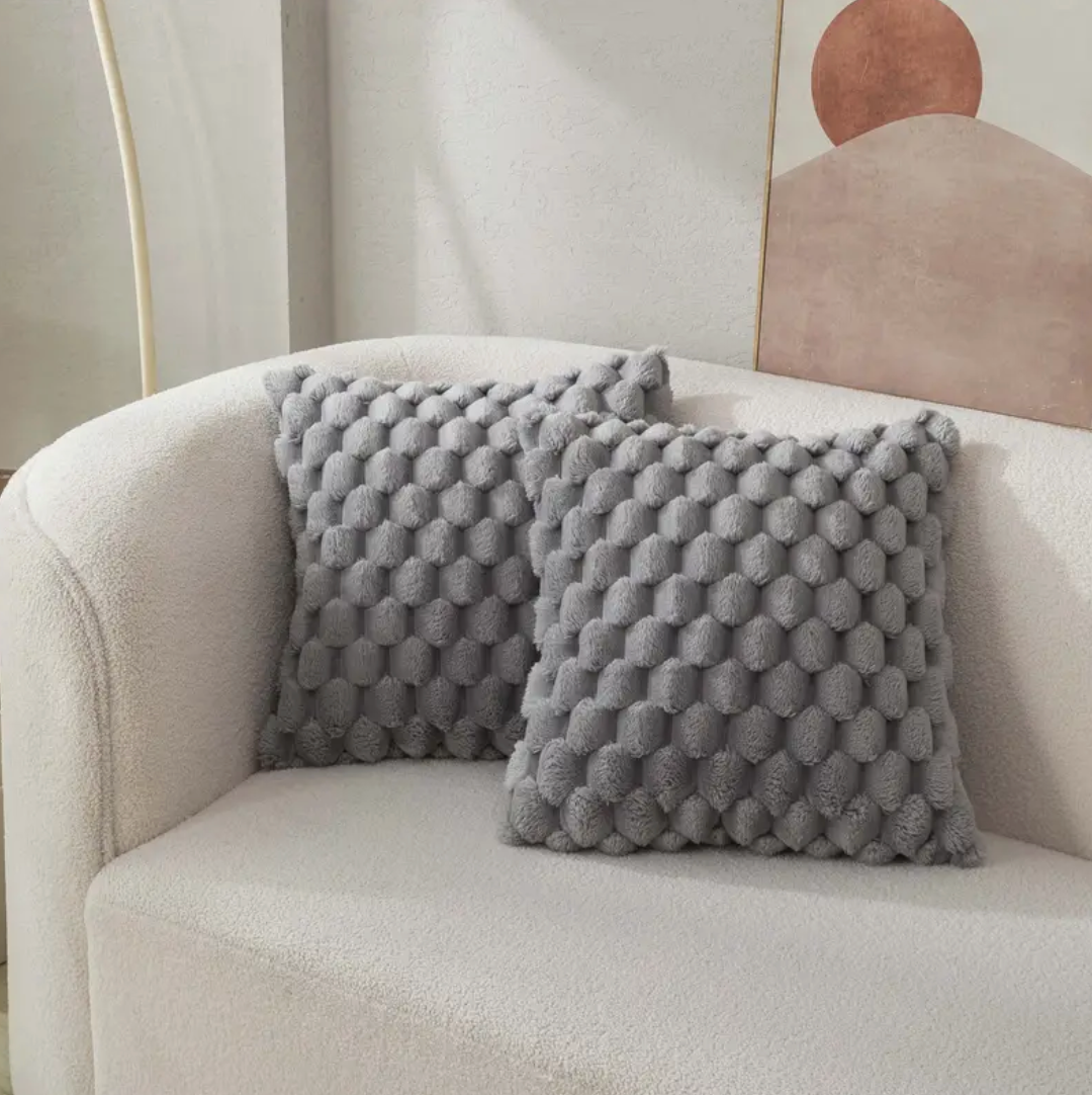 Textured Fluffy Throw Pillow Cushion