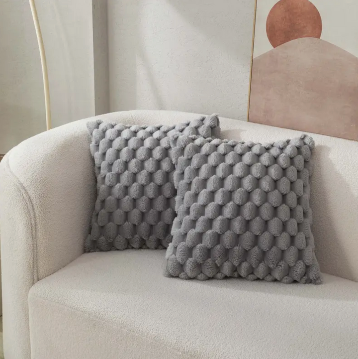 Textured Fluffy Throw Pillow Cushion