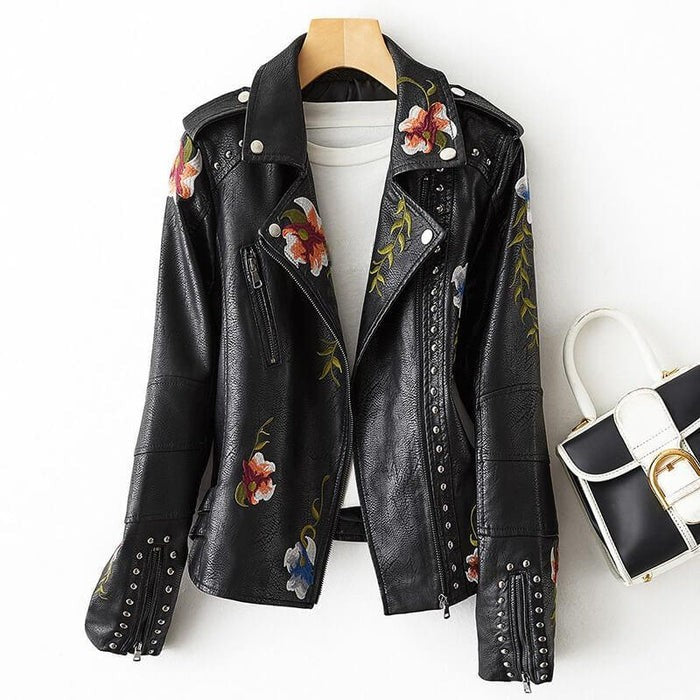 Valentina Floral Leather Jacket