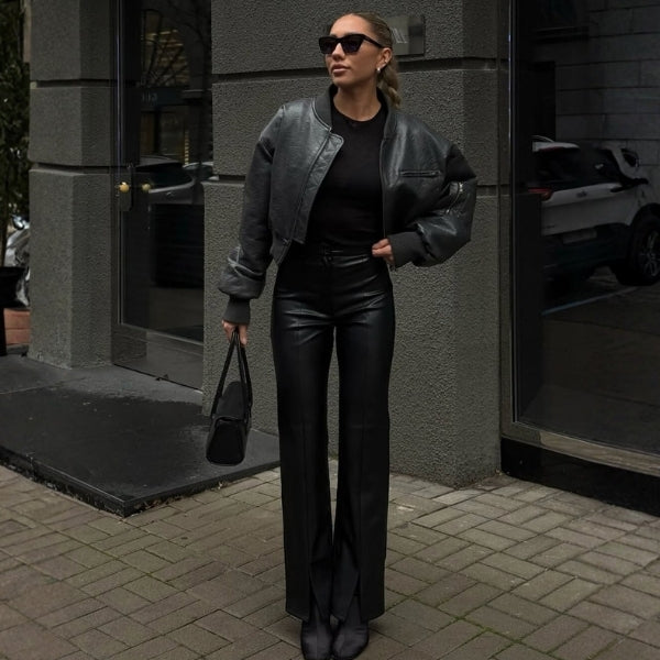 Capri Flared Leather Pants