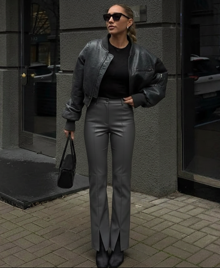 Capri Flared Leather Pants
