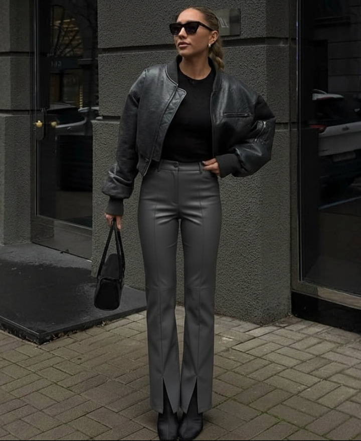 Capri Flared Leather Pants