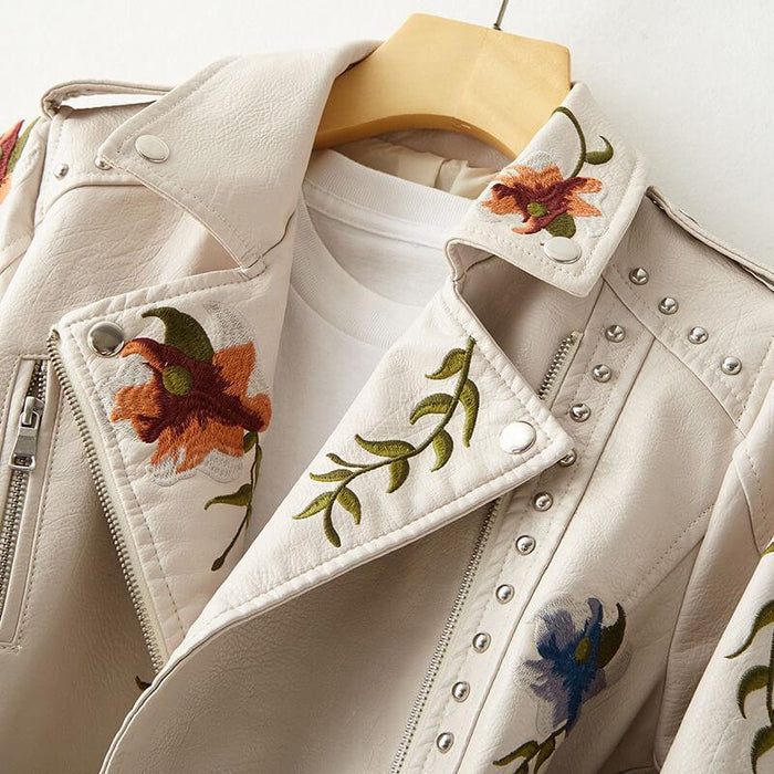 Valentina Floral Leather Jacket