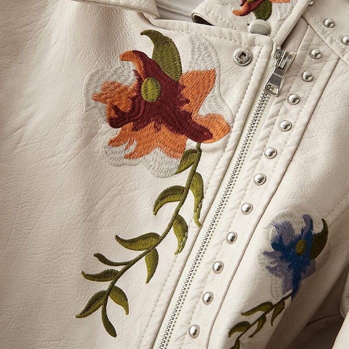 Valentina Floral Leather Jacket