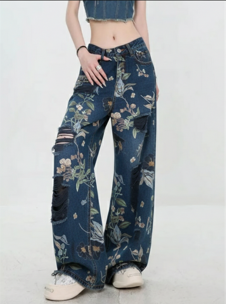Florence Floral Wide Jeans