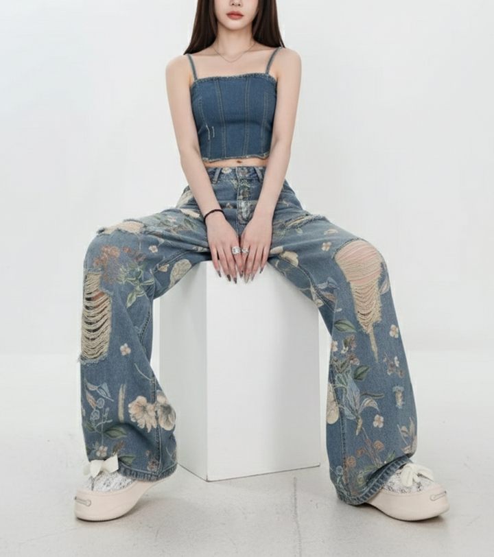 Florence Floral Wide Jeans