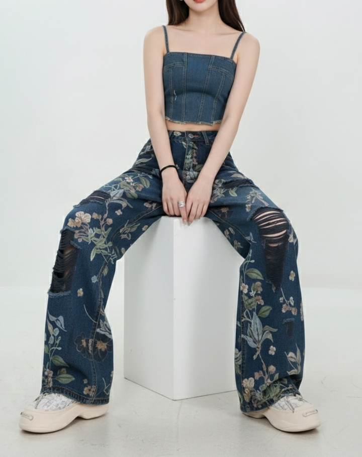 Florence Floral Wide Jeans