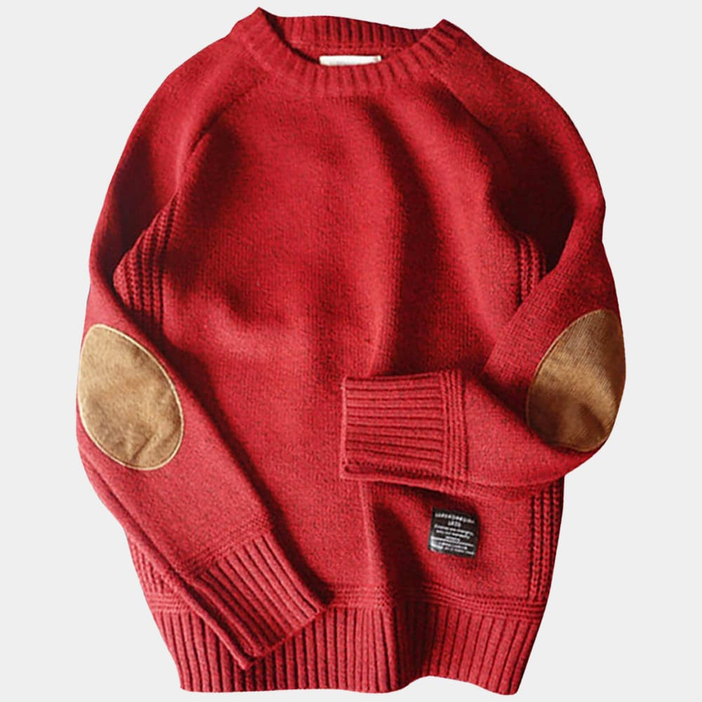 Tuscany Crew Neck Knit with Suede Patches