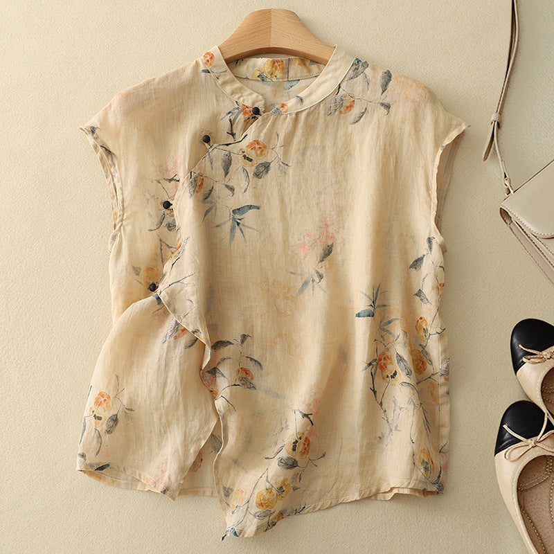 Portofino Band Collar Blouse