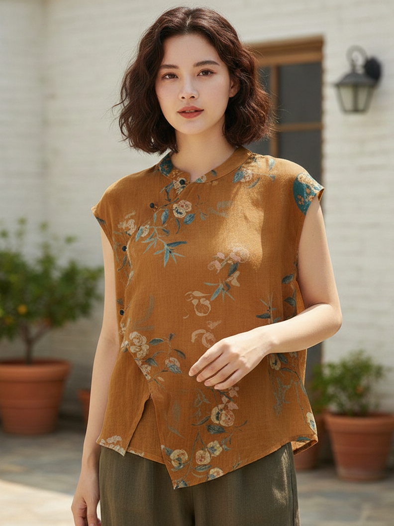 Portofino Band Collar Blouse