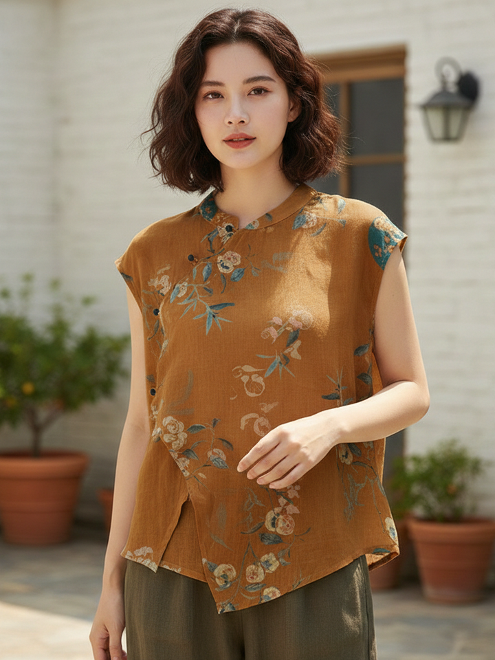Portofino Band Collar Blouse