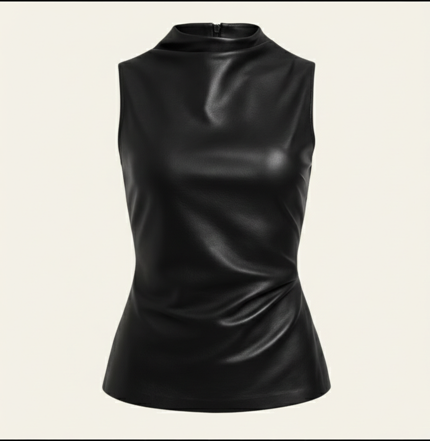 Ravenna Sleeveless Faux Leather Top