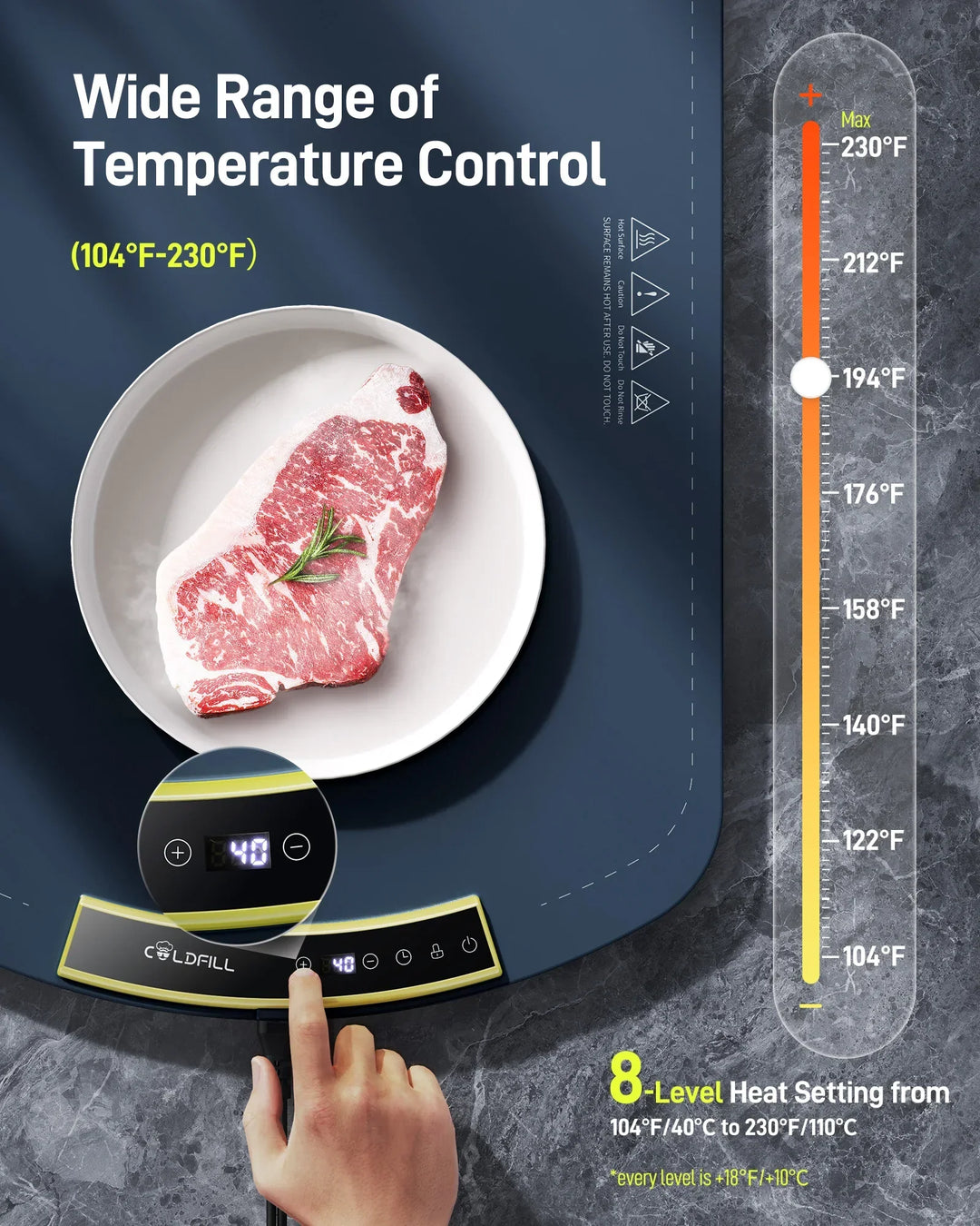 QuickHeat Foldable Table Warming Pad – 8-Setting Portable Food Warmer