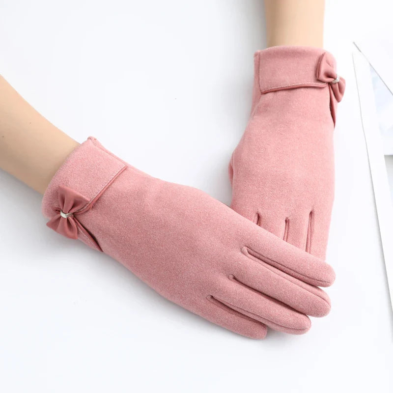 Florence Wool-Blend Bow Gloves