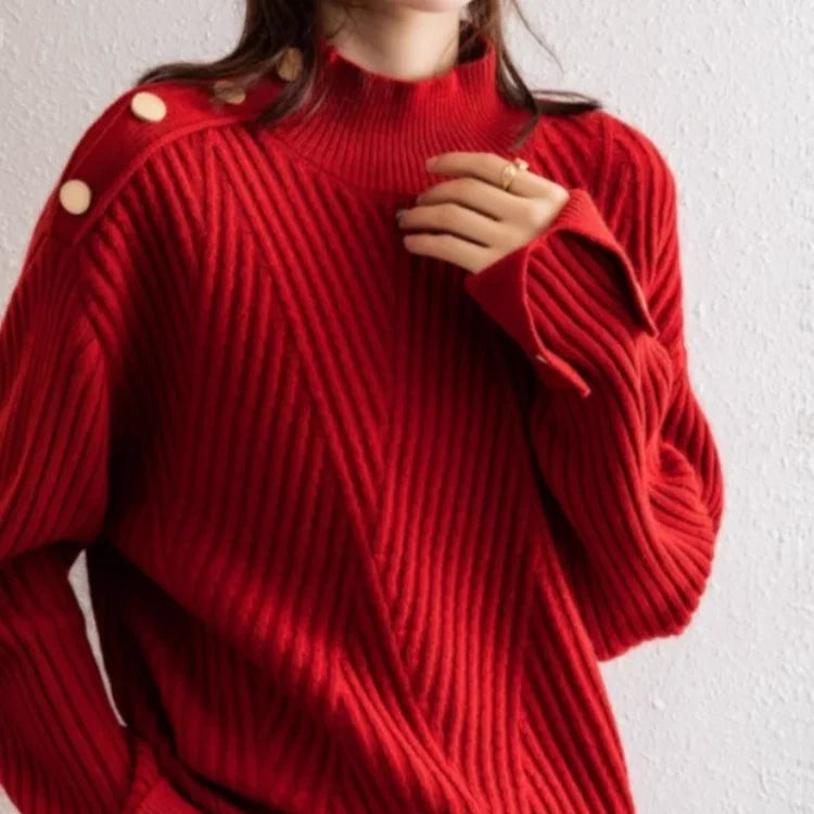 Sofia Ribbed Button Sweater