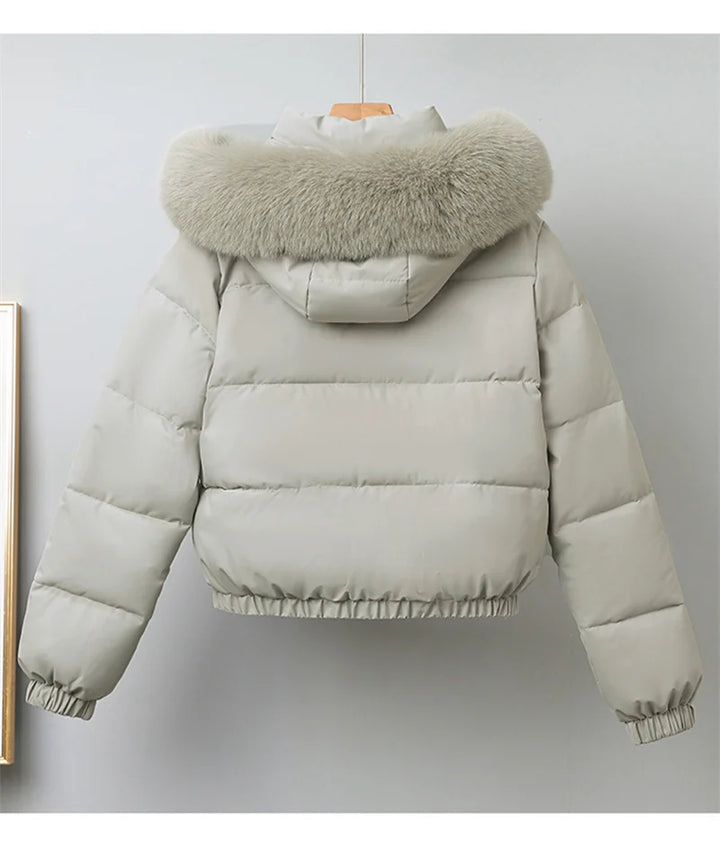 Livia Short Padded Fur-Collar Jacket