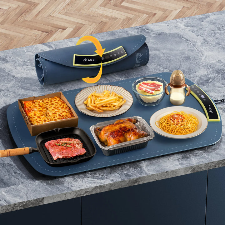 QuickHeat Foldable Table Warming Pad – 8-Setting Portable Food Warmer