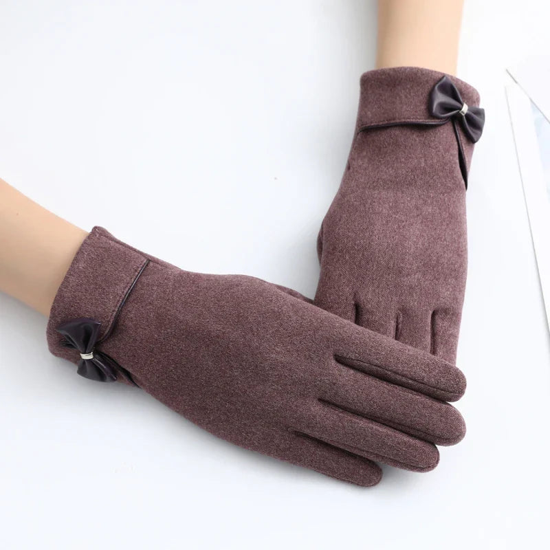 Florence Wool-Blend Bow Gloves