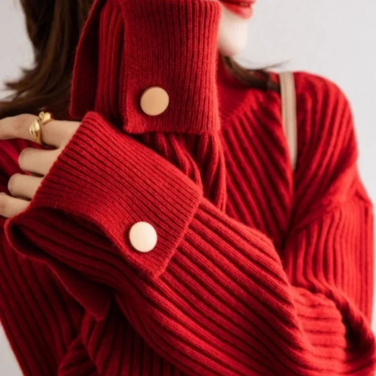 Sofia Ribbed Button Sweater