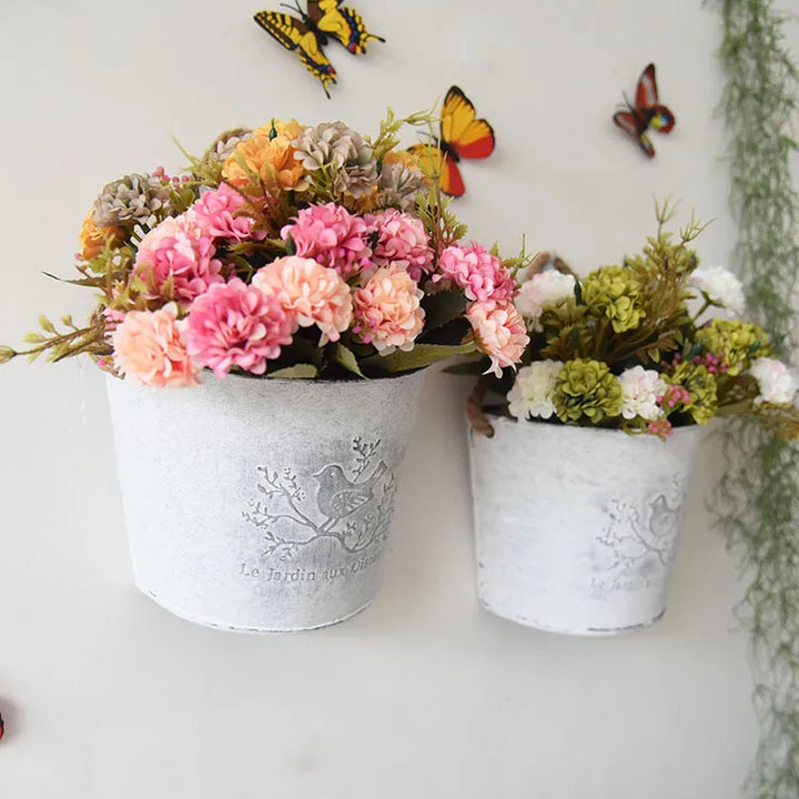 Provénce Hanging Metal Wall Planters – Rustic French Garden Charm