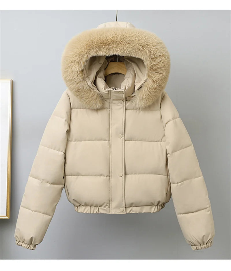 Livia Short Padded Fur-Collar Jacket