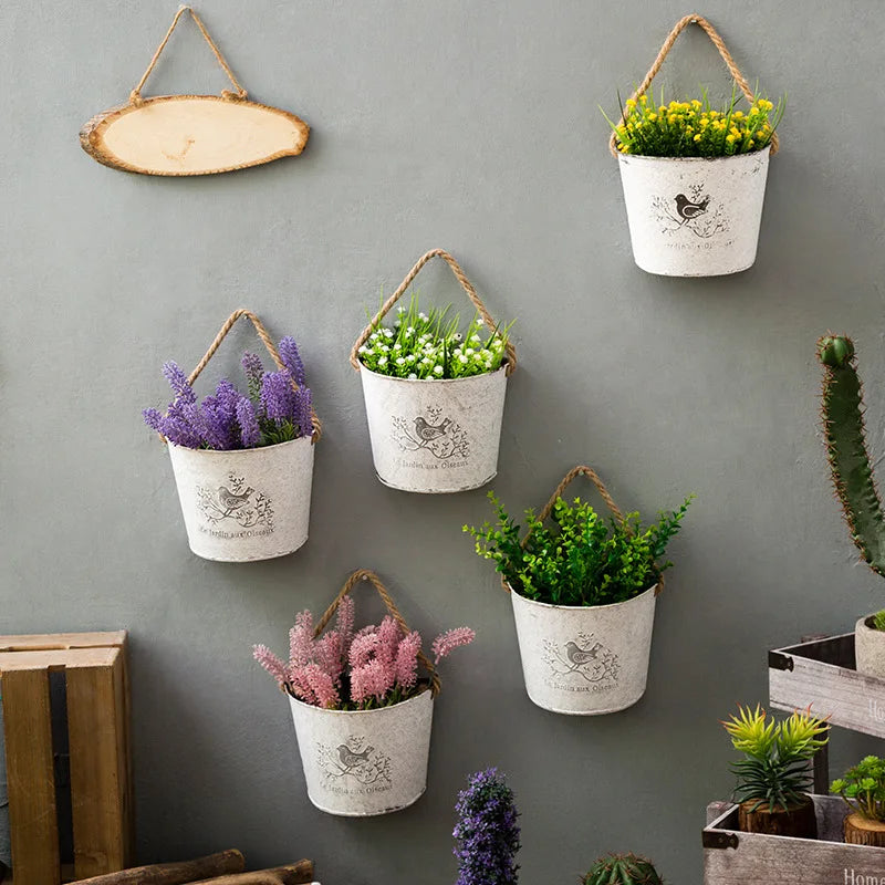 Provénce Hanging Metal Wall Planters – Rustic French Garden Charm