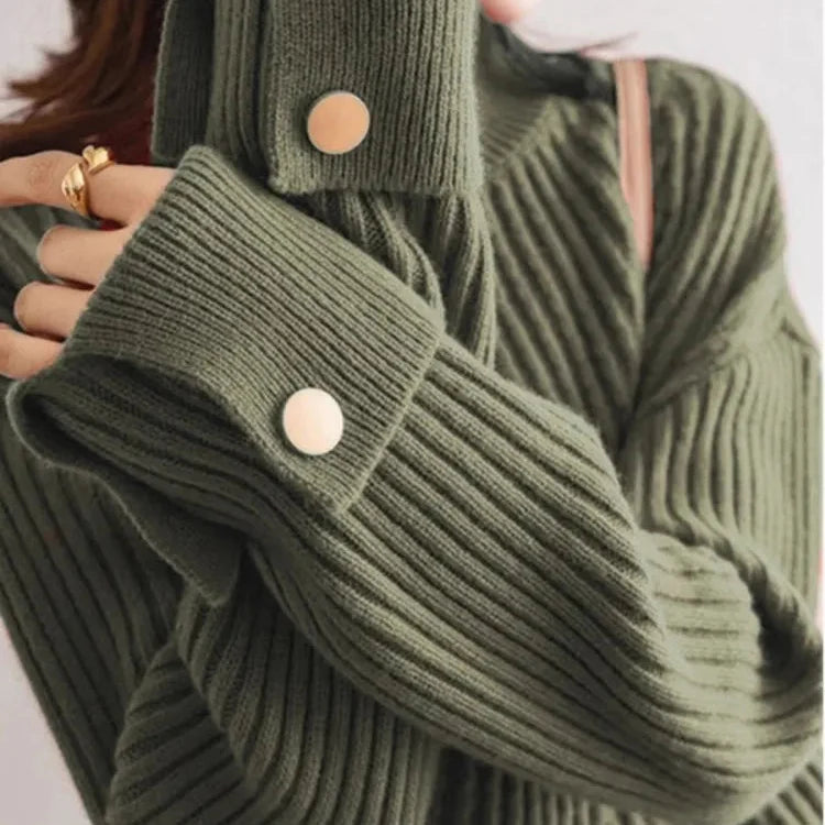 Sofia Ribbed Button Sweater