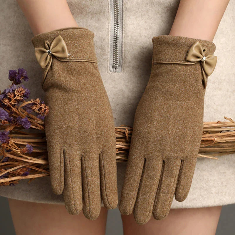 Florence Wool-Blend Bow Gloves