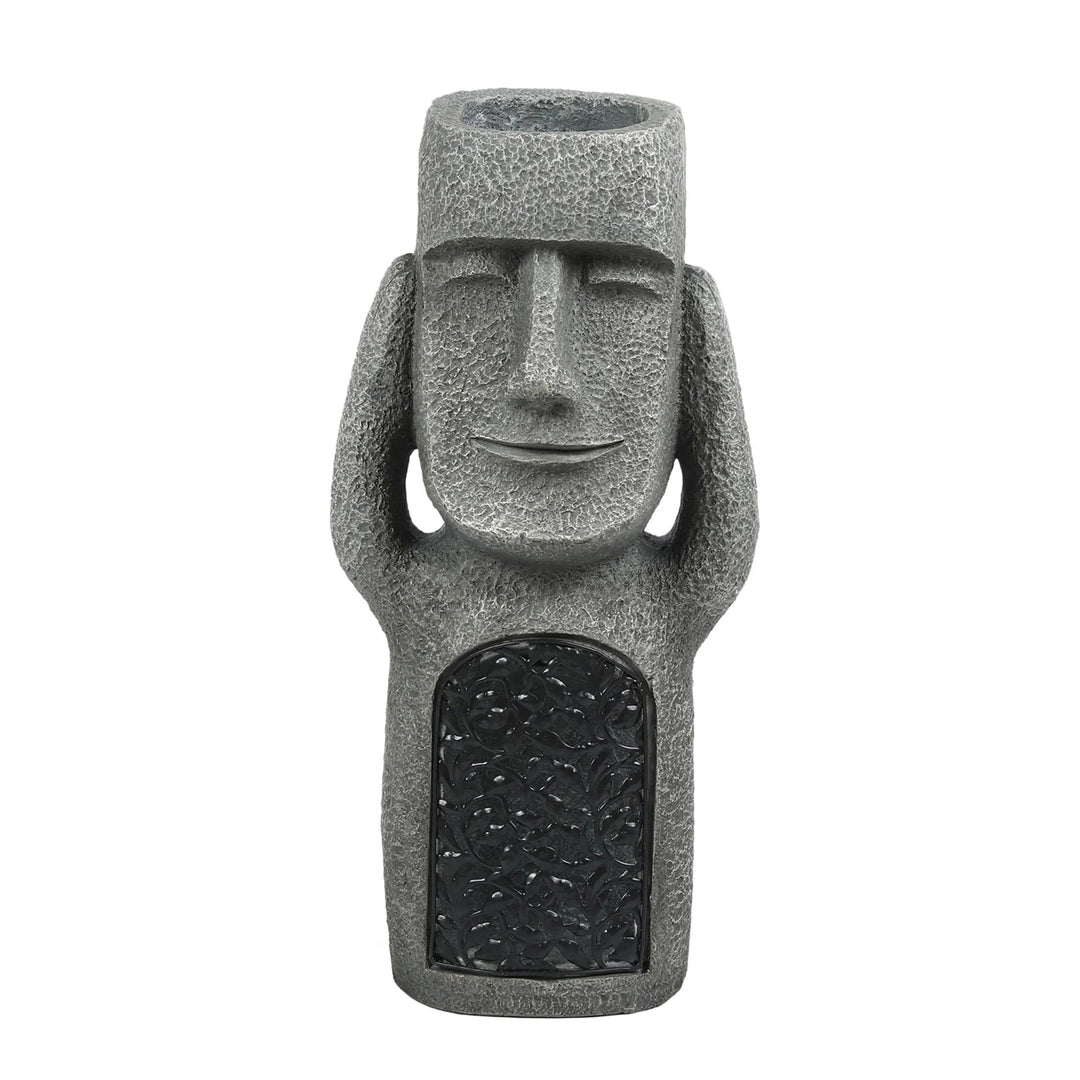 Solar Resin Moai Garden Statue with Planter & LED Light