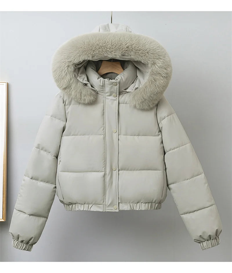 Livia Short Padded Fur-Collar Jacket