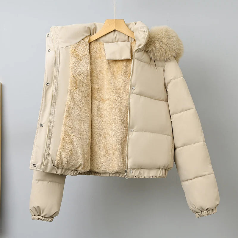 Livia Short Padded Fur-Collar Jacket