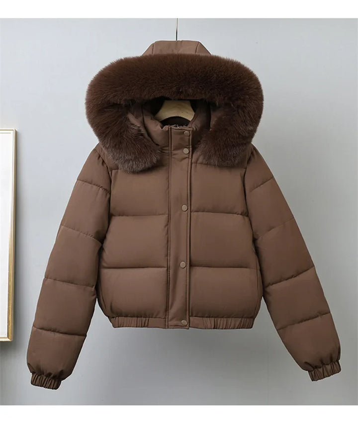 Livia Short Padded Fur-Collar Jacket