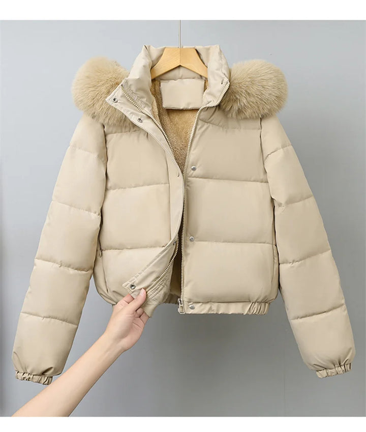 Livia Short Padded Fur-Collar Jacket