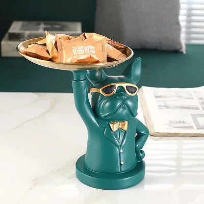 French Bulldog Resin Tray Figurine – Decorative Dog Statue for Keys, Jewelry & Home Decor