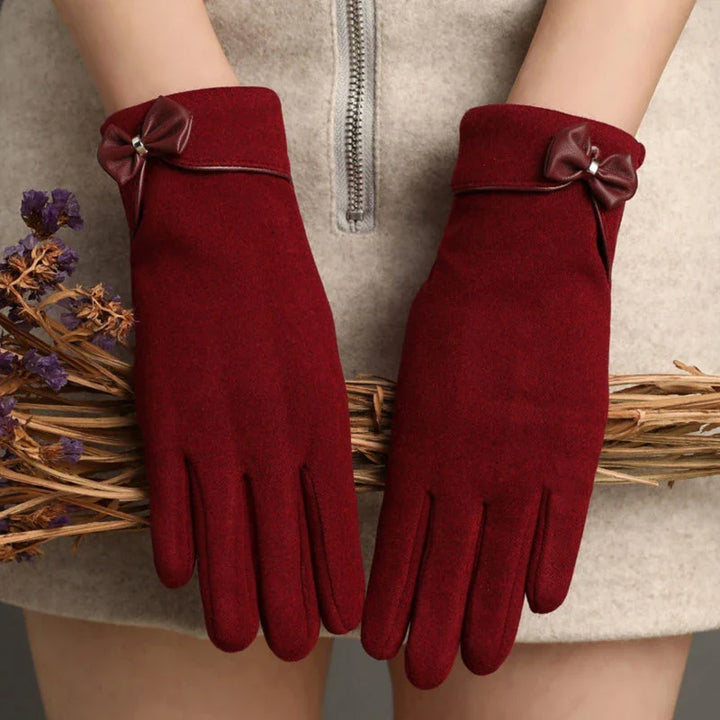 Florence Wool-Blend Bow Gloves