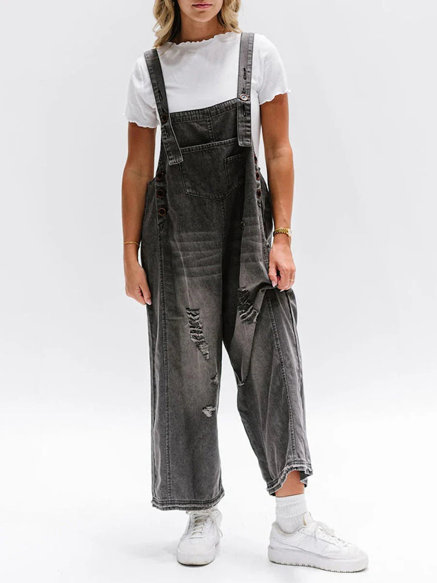 Luna Washed Denim Overalls