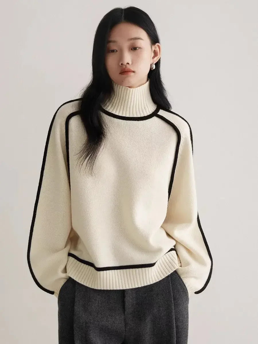 Torino Contrast Turtleneck Sweater