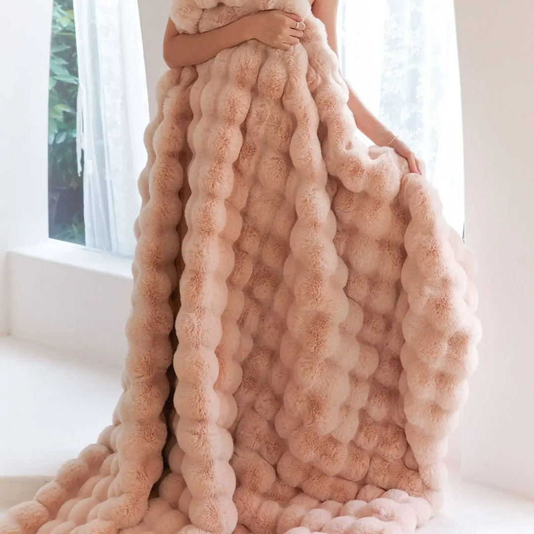 Faux Rabbit Fur Throw Blanket – Ultra Soft Plush Bed & Sofa Cover