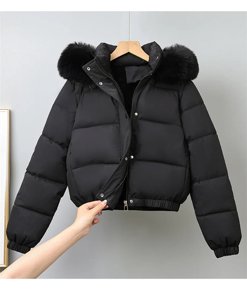 Livia Short Padded Fur-Collar Jacket