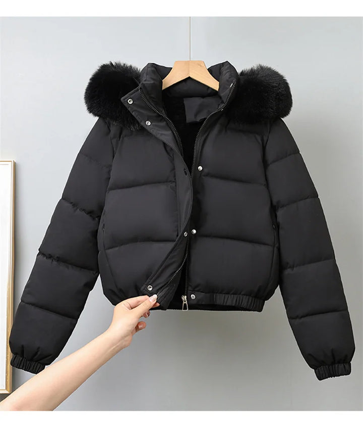 Livia Short Padded Fur-Collar Jacket