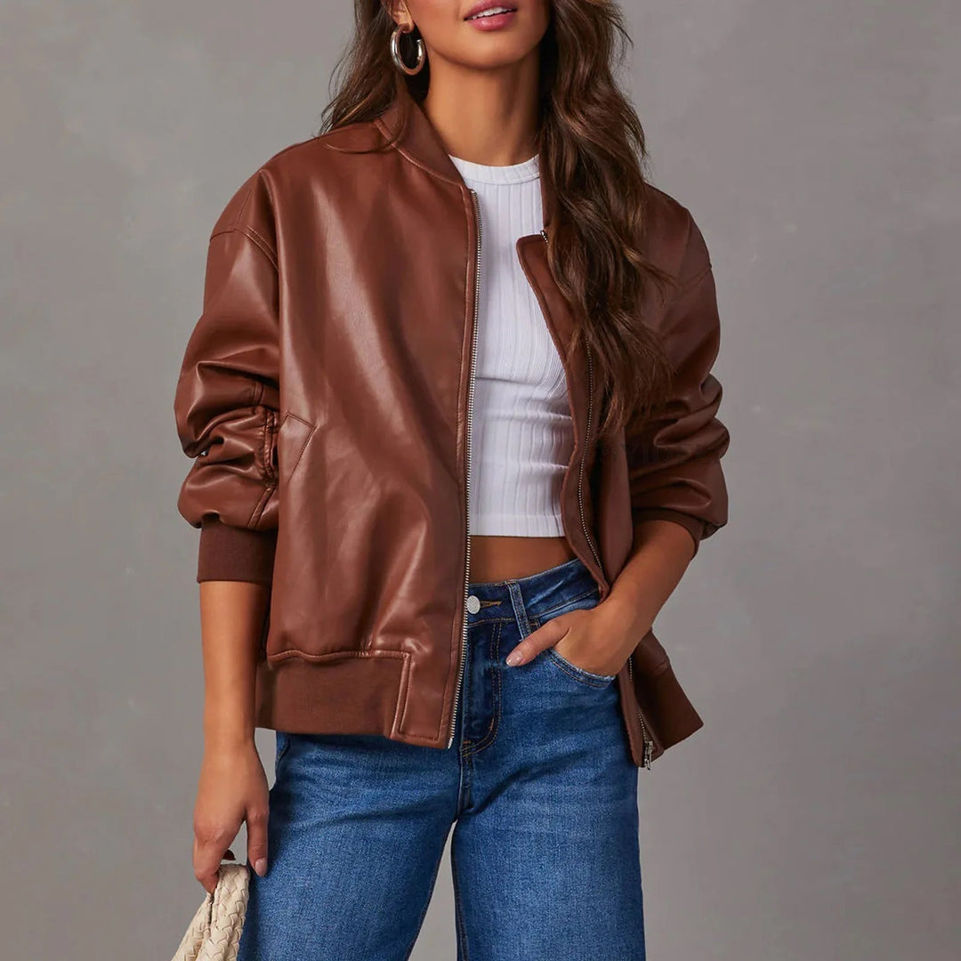 Bari Oversized Faux Leather Jacket