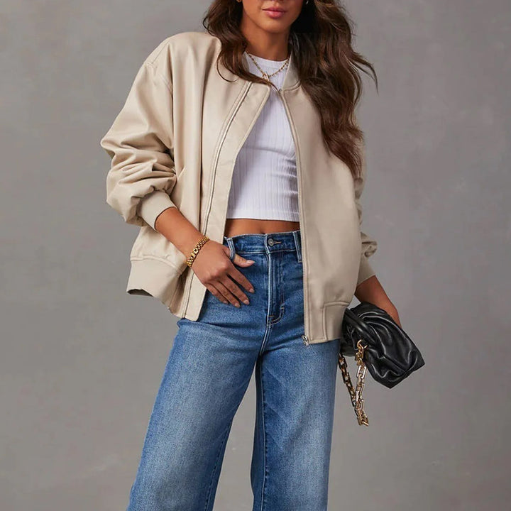 Bari Oversized Faux Leather Jacket