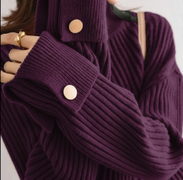 Sofia Ribbed Button Sweater