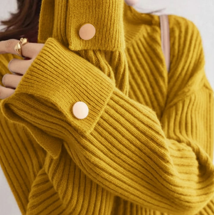 Sofia Ribbed Button Sweater
