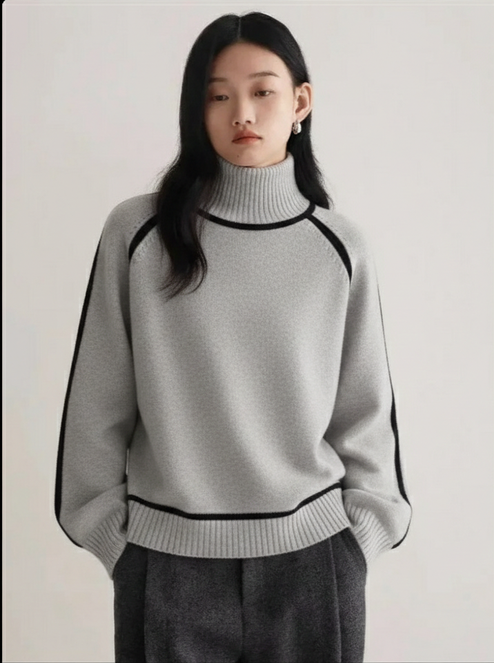Torino Contrast Turtleneck Sweater