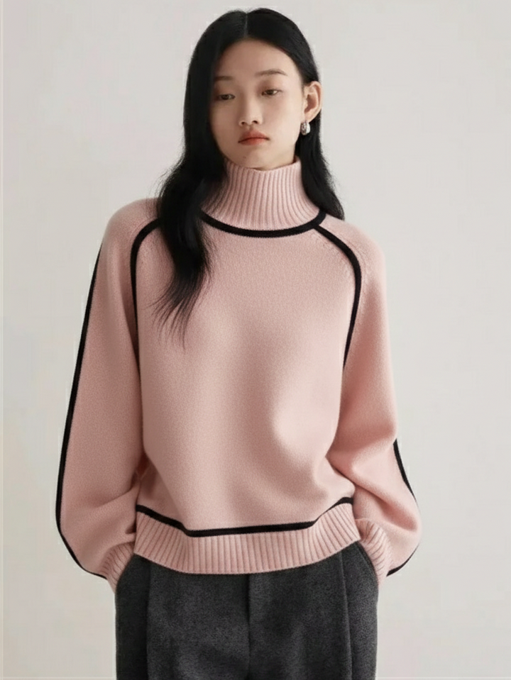 Torino Contrast Turtleneck Sweater