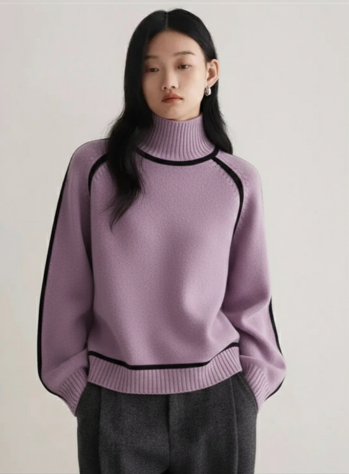Torino Contrast Turtleneck Sweater