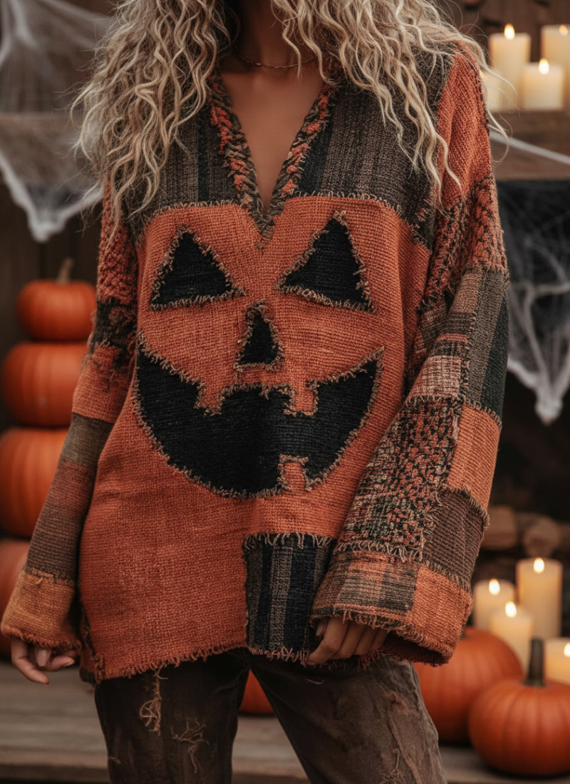 Halloweave Knit Pumpkin Sweater